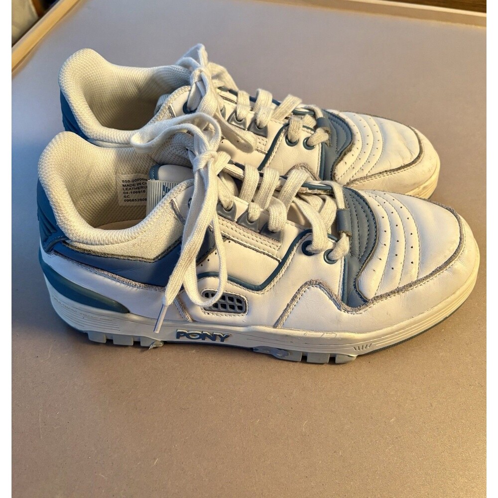 Pony M-100 Low White & Blue Shadow Shoes Sneakers Retro Basketball Men's 9M GUC